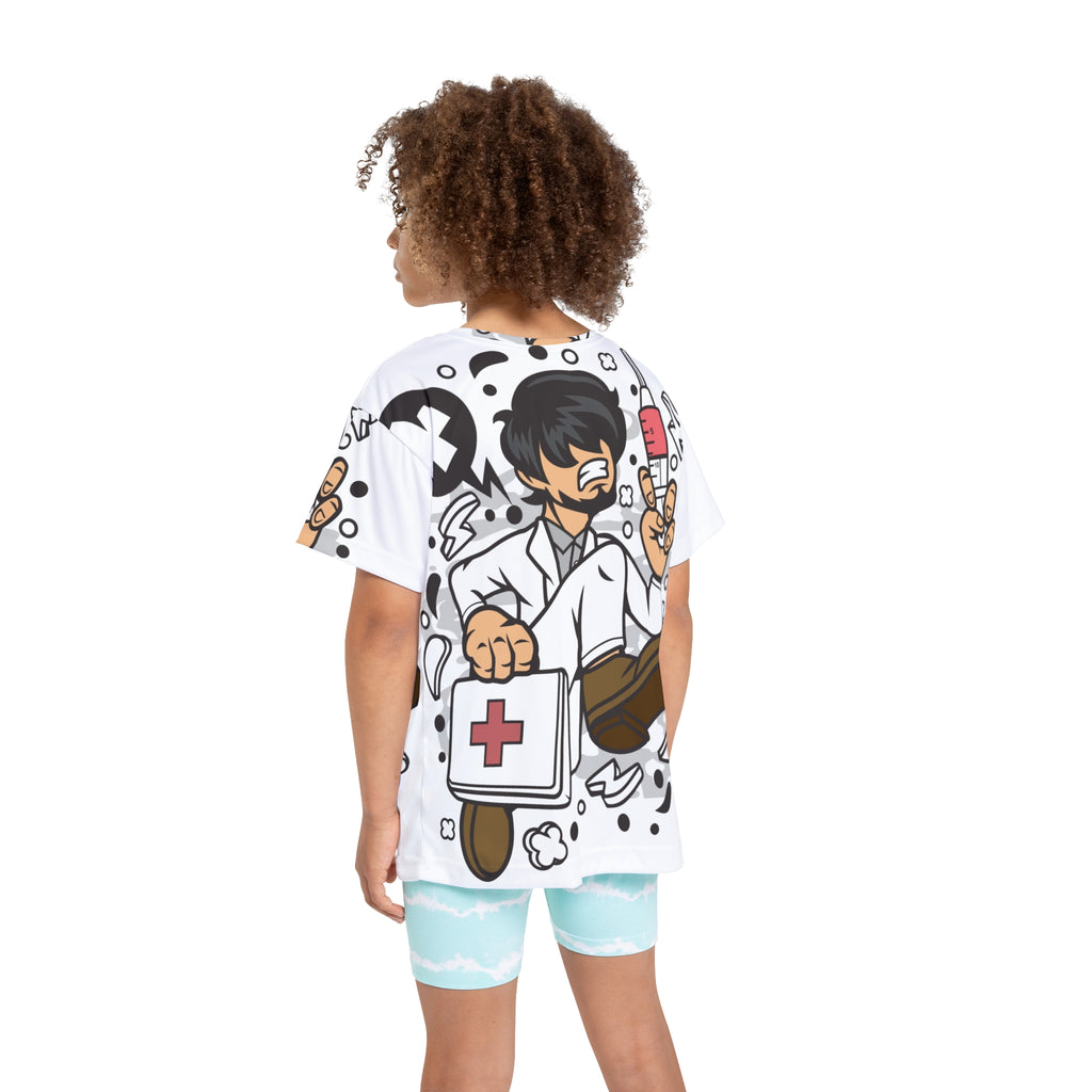 Kids Medical Nurse Cartoon Jersey — All-Over Print Pediatric Doctor Tee