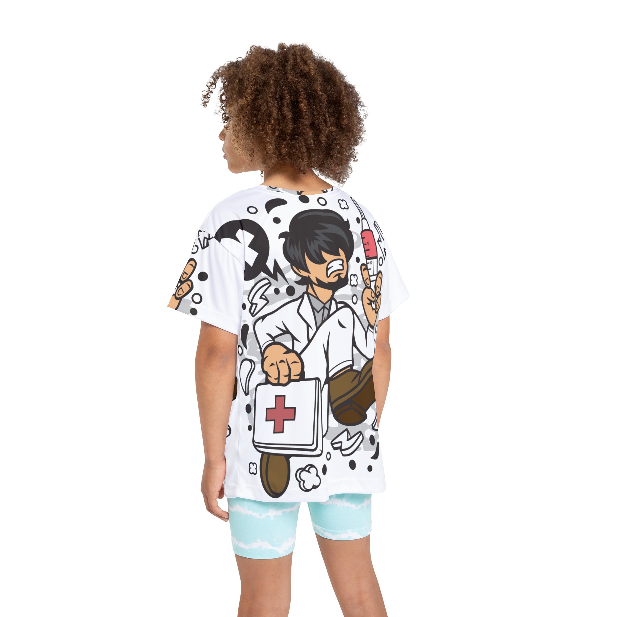 Kids Medical Nurse Cartoon Jersey — All-Over Print Pediatric Doctor Tee