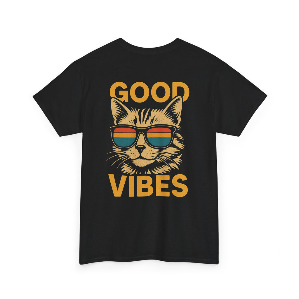 Good Vibes Cat Tee, Unisex Cotton T-Shirt, Summer Casual Top, Gift for Cat Lovers, Fun Pet Shirt, Chill Vibes Outfit