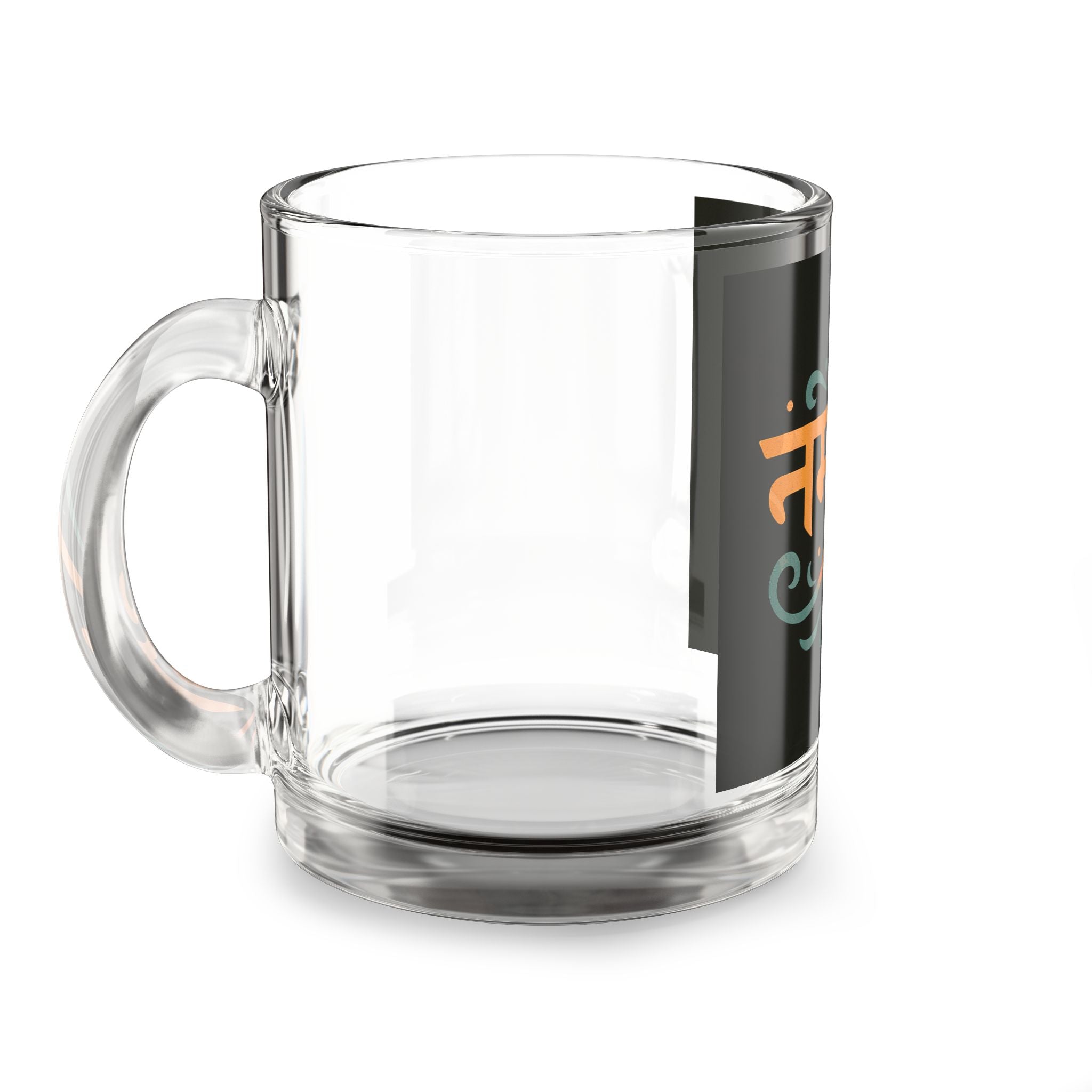 Namaste Glass Mug — 10oz Decorative Hindi Script Coffee Cup
