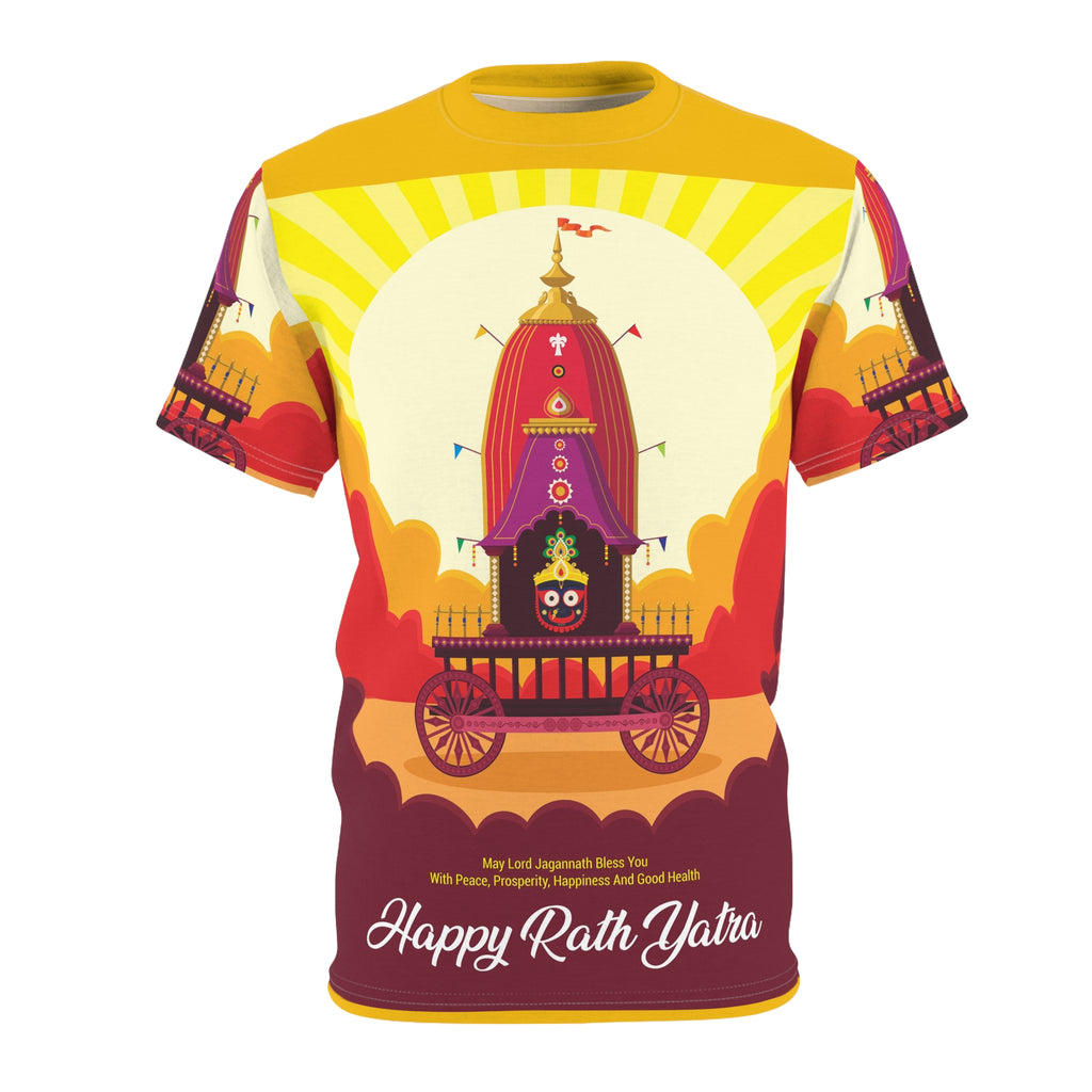 Rath Yatra Festival Tee – "Happy Rath Yatra" All-Over Print