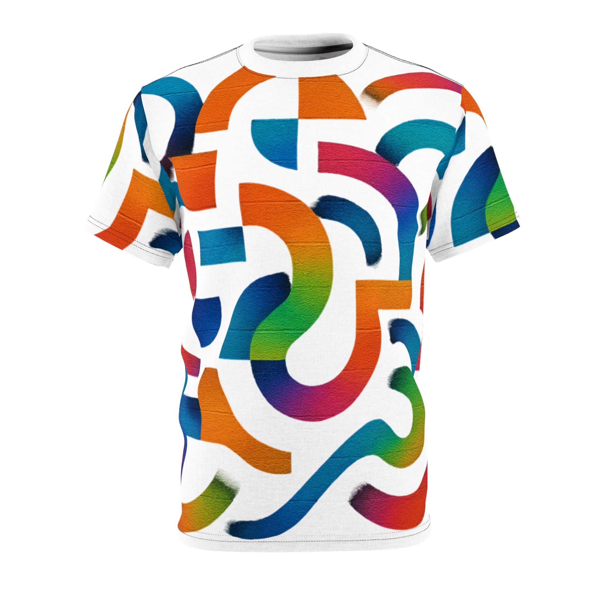 Abstract Rainbow Maze Tee — All-Over Print Colorful Graphic T-Shirt