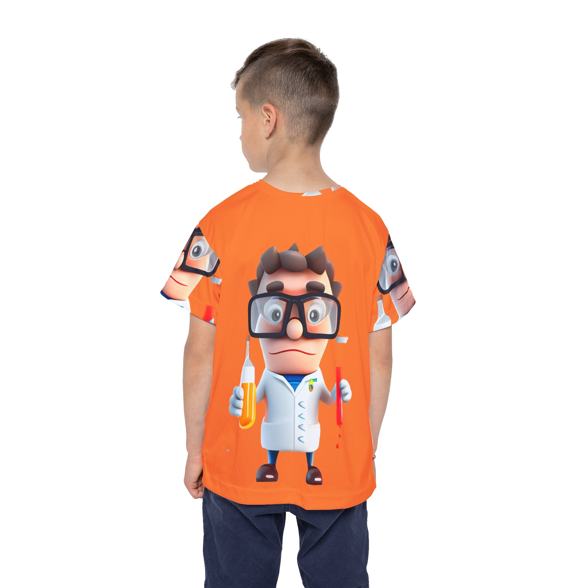 Kids Science Jersey — Cute Cartoon Mad Scientist All-Over Print Tee