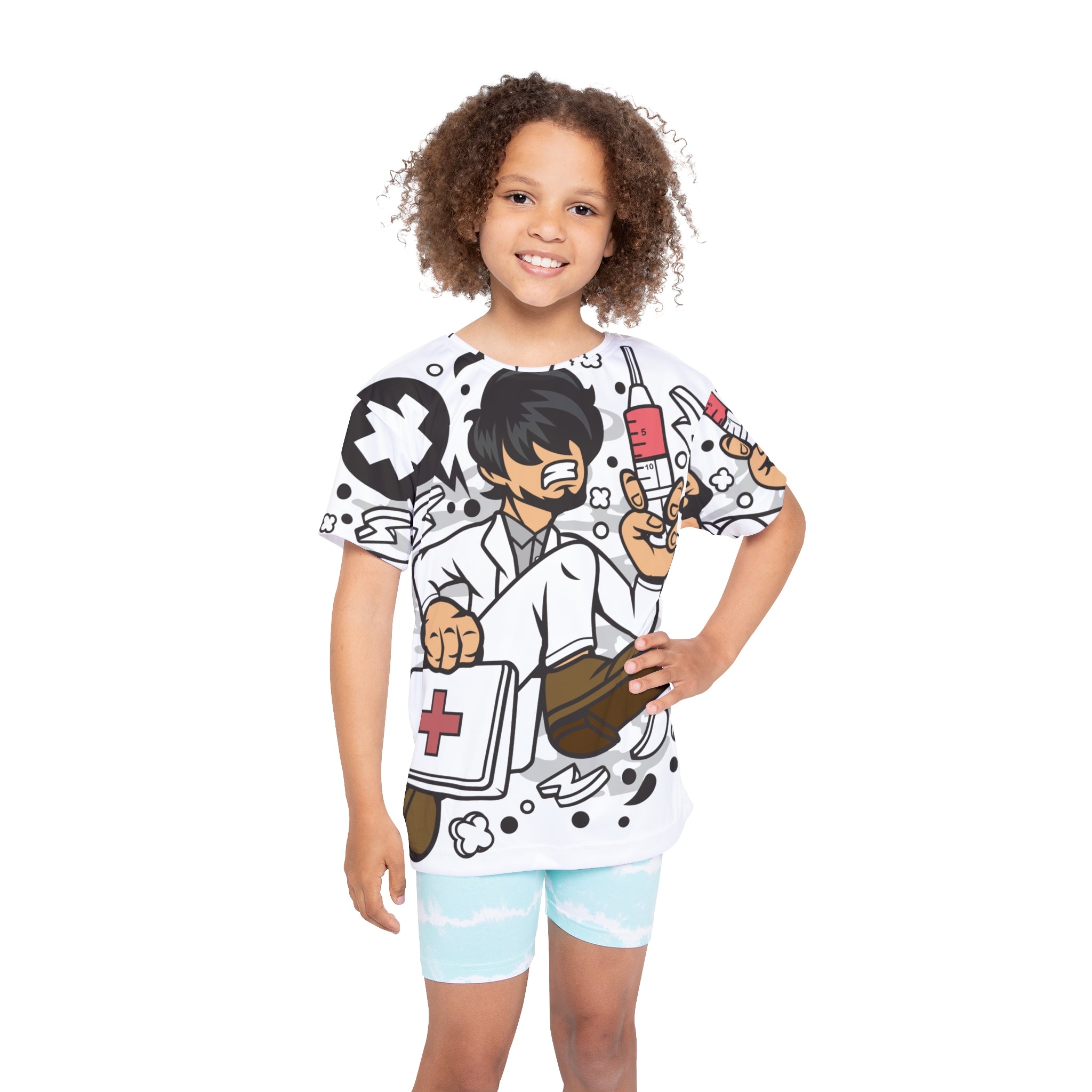 Kids Medical Nurse Cartoon Jersey — All-Over Print Pediatric Doctor Tee
