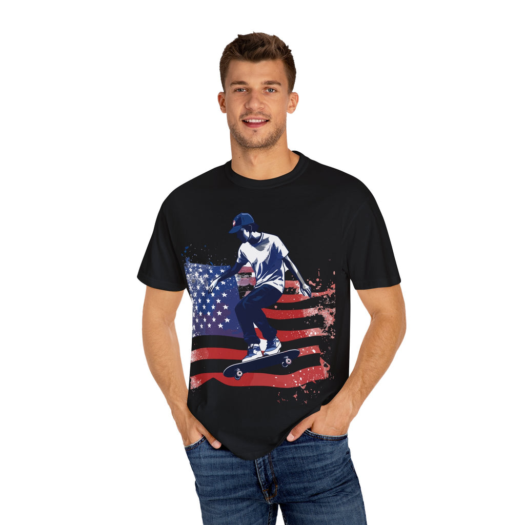 Skateboarder American Flag T-Shirt