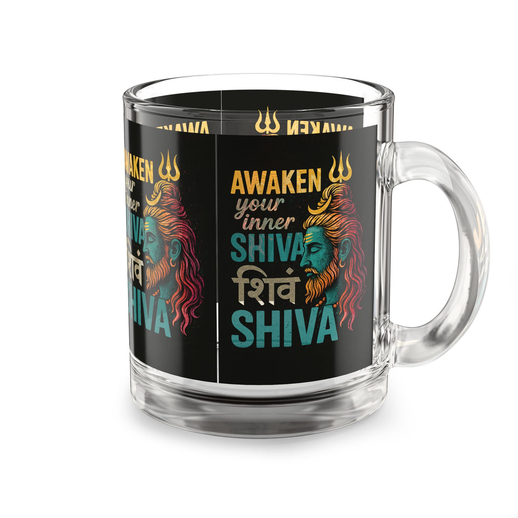 Glass Mug — "Awaken Your Inner Shiva" Spiritual Coffee Cup