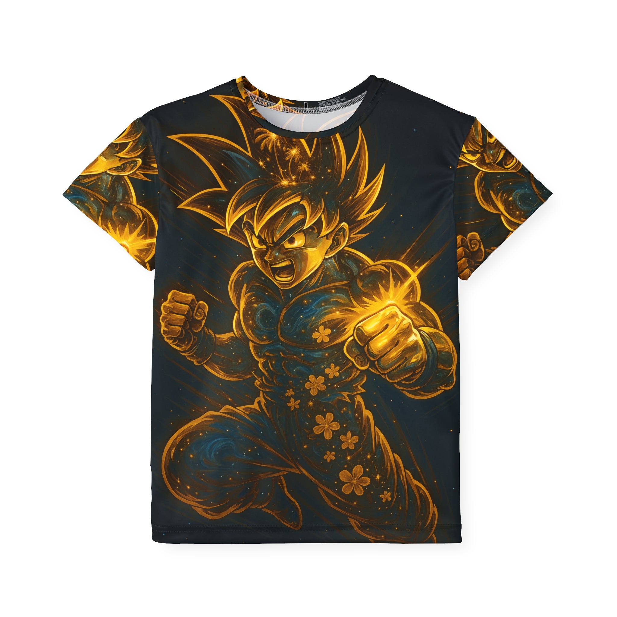 Kids Energy Glow Sports Jersey — Golden Anime Fighter Graphic
