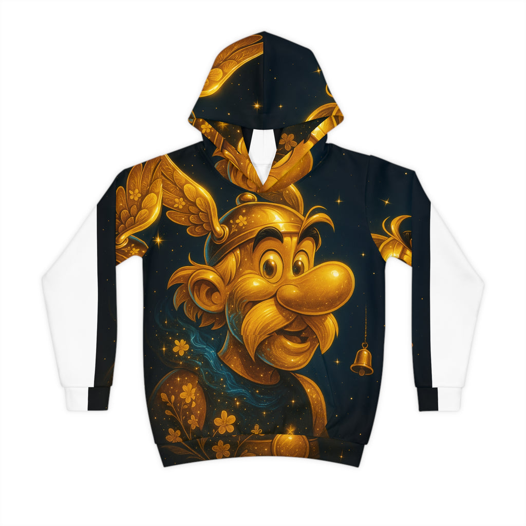 Children's Asterix Hoodie — Golden Comic Character All-Over Print