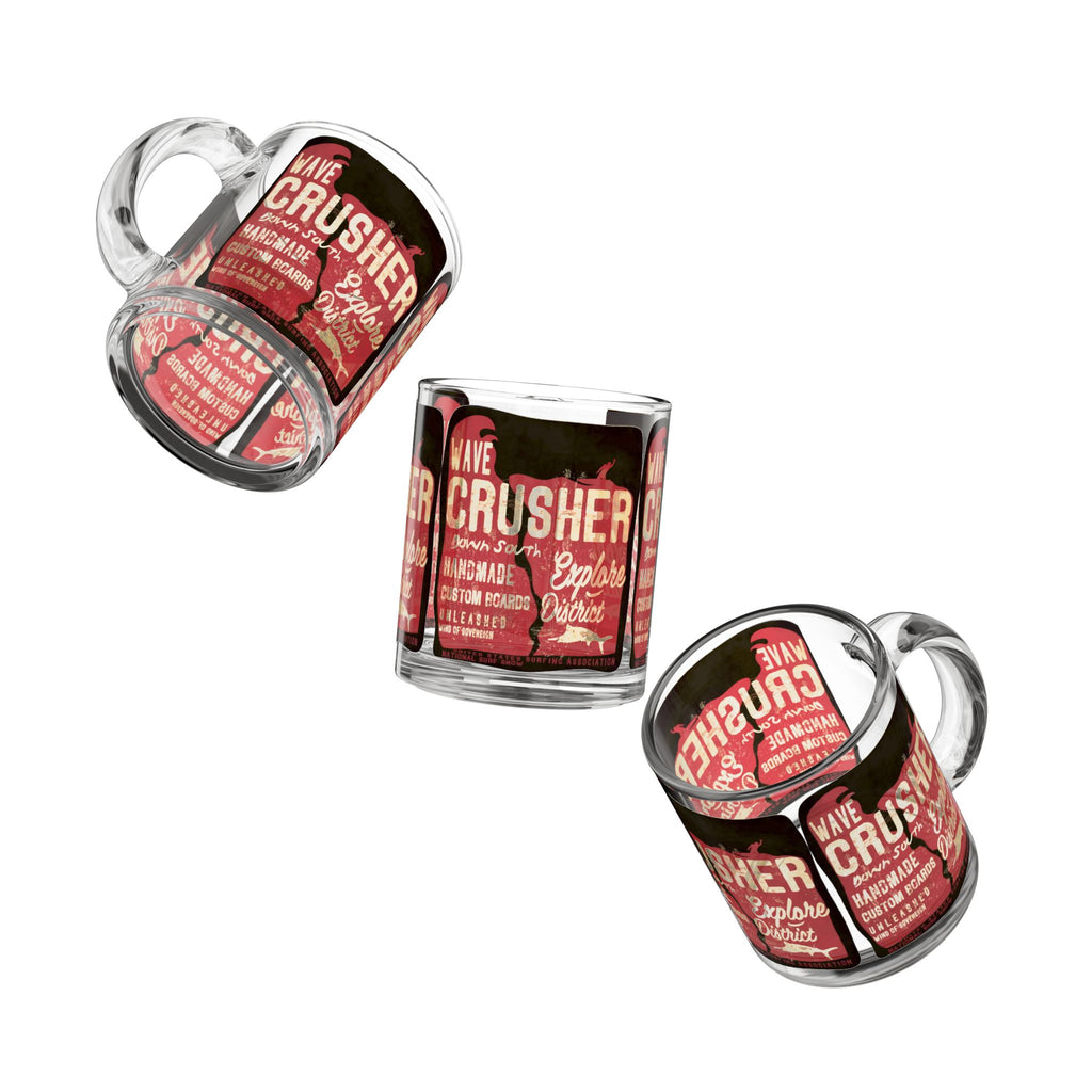 Glass Mug — Wave Crusher Retro Surf Logo 10oz