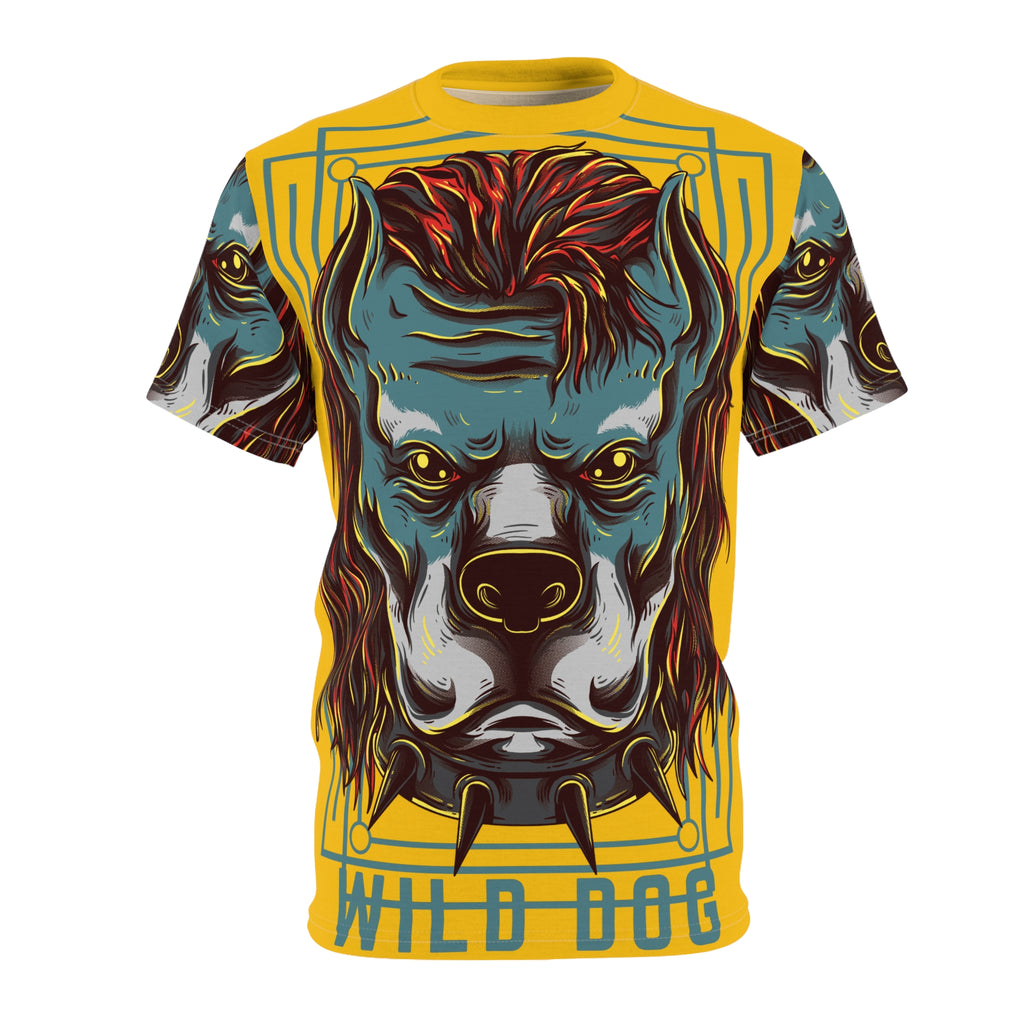 Wild Dog Graphic Tee — Bold All-Over Print Pitbull Design