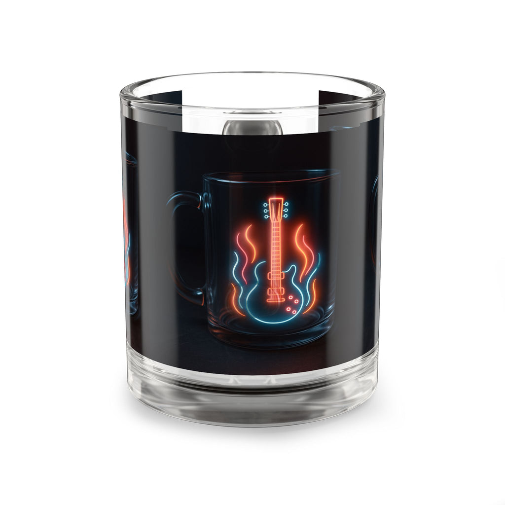 Neon Guitar Glass Mug — 10oz Rock Music Coffee Cup