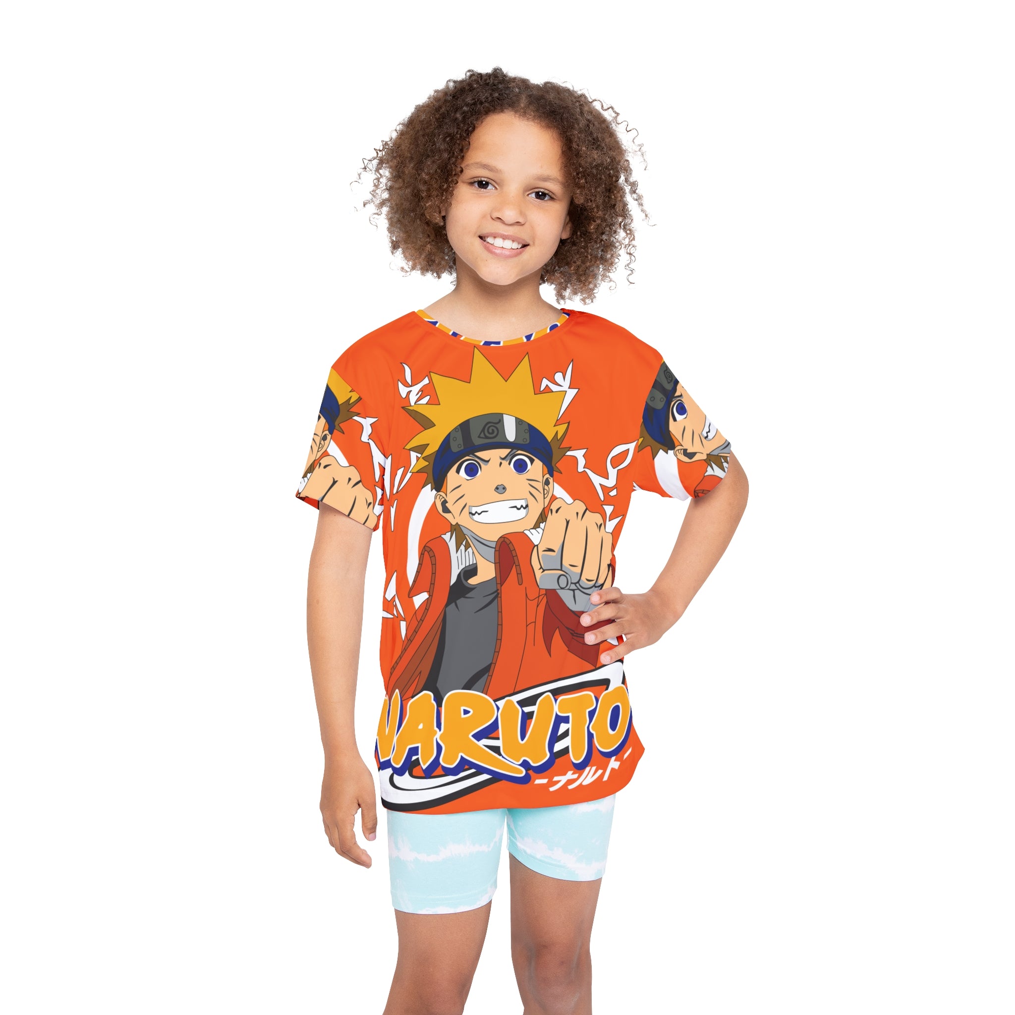 Kids Naruto Graphic Tee — Orange Anime Sports Jersey