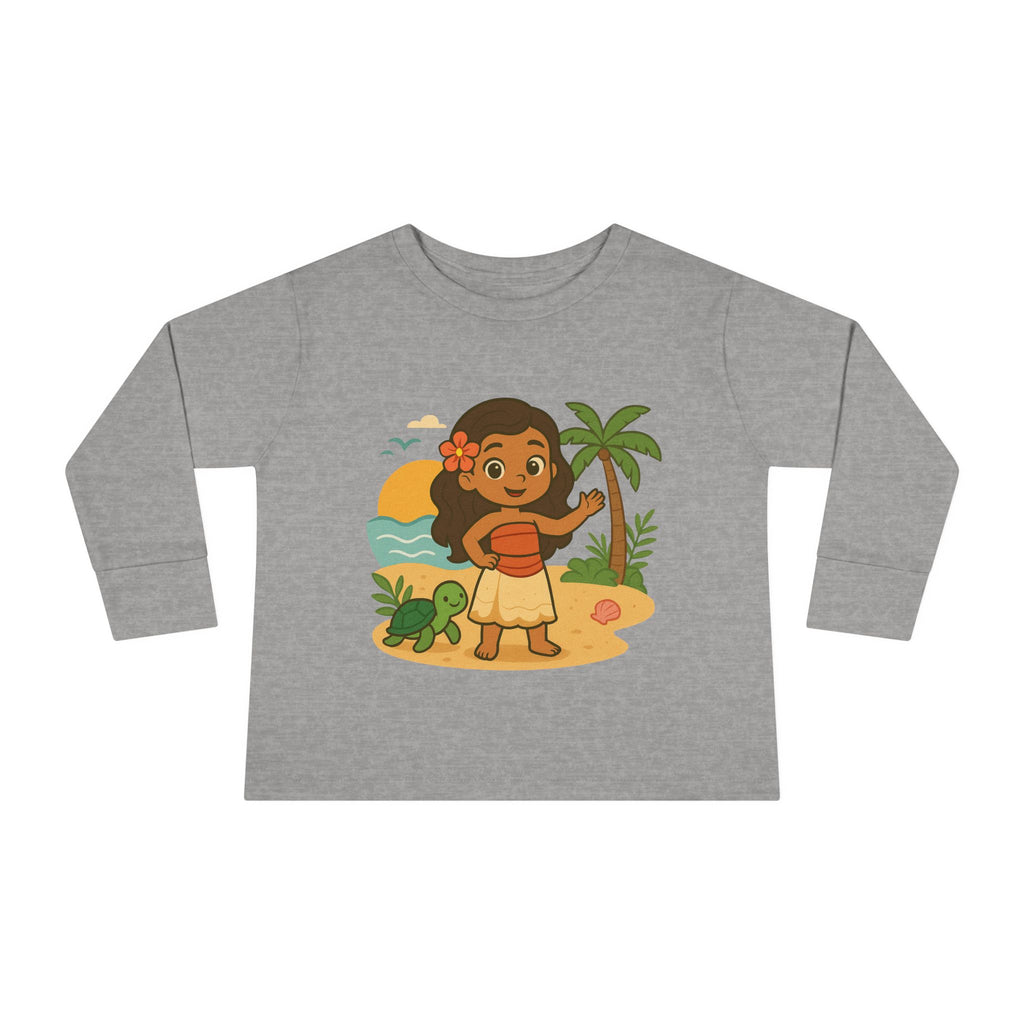 Tropical Toddler Tee, Cute Kids Shirt, Beach Vibes Long Sleeve Top, Summer Outfit for Children, Hawaiian Theme Kids Apparel