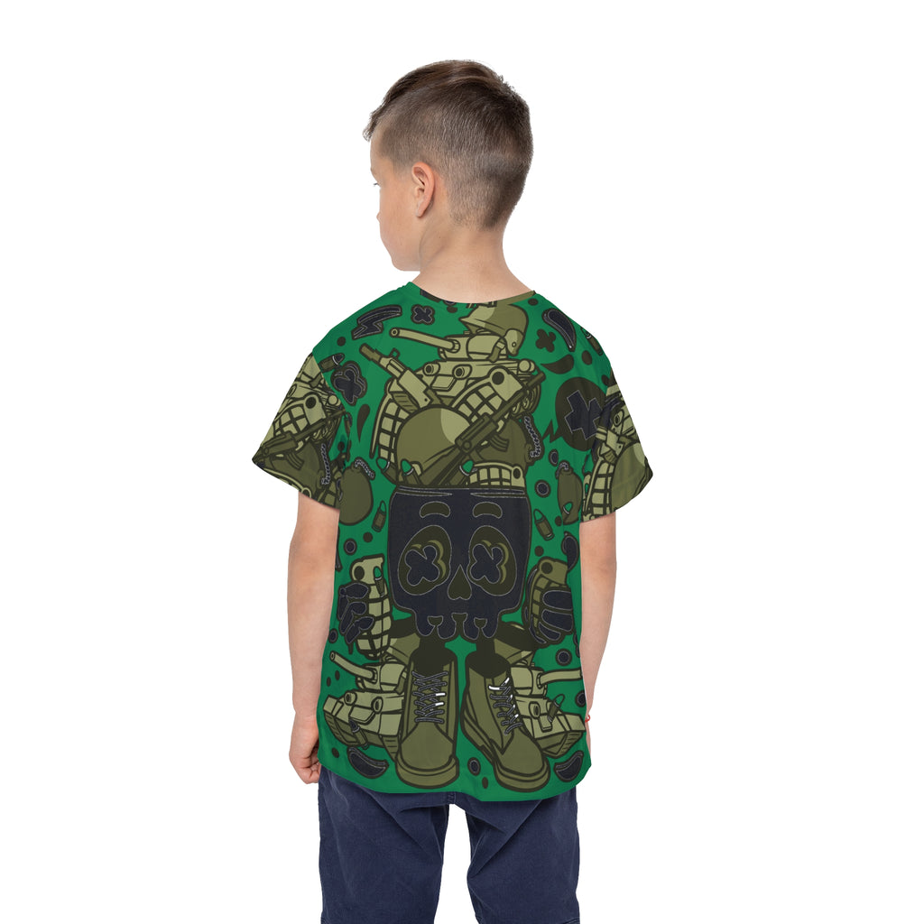 Kids Jersey — Green Tactical Cartoon All-Over Print