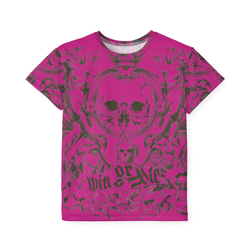 Kids Jersey — Pink Skull 'Win or Die' All-Over Print