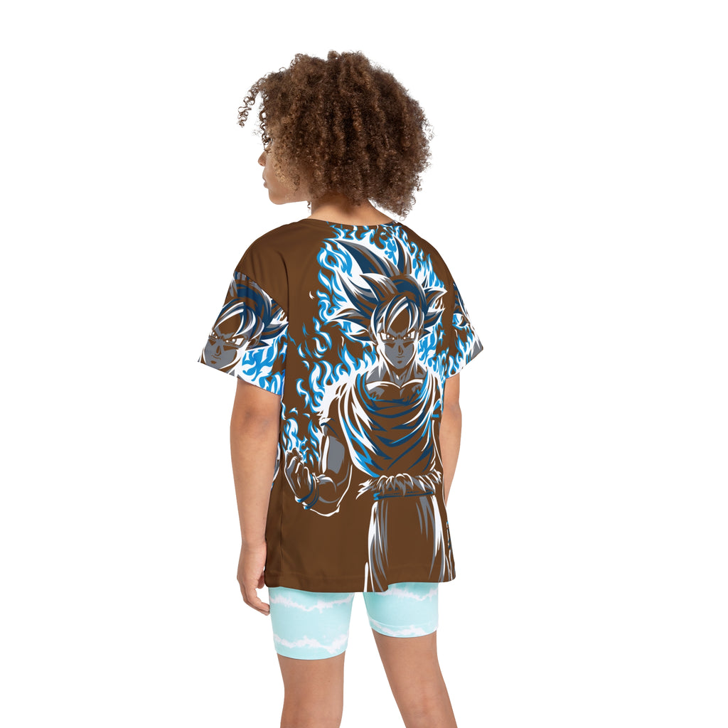 Kids Anime Power Tee — Blue Aura Warrior All-Over Print Jersey