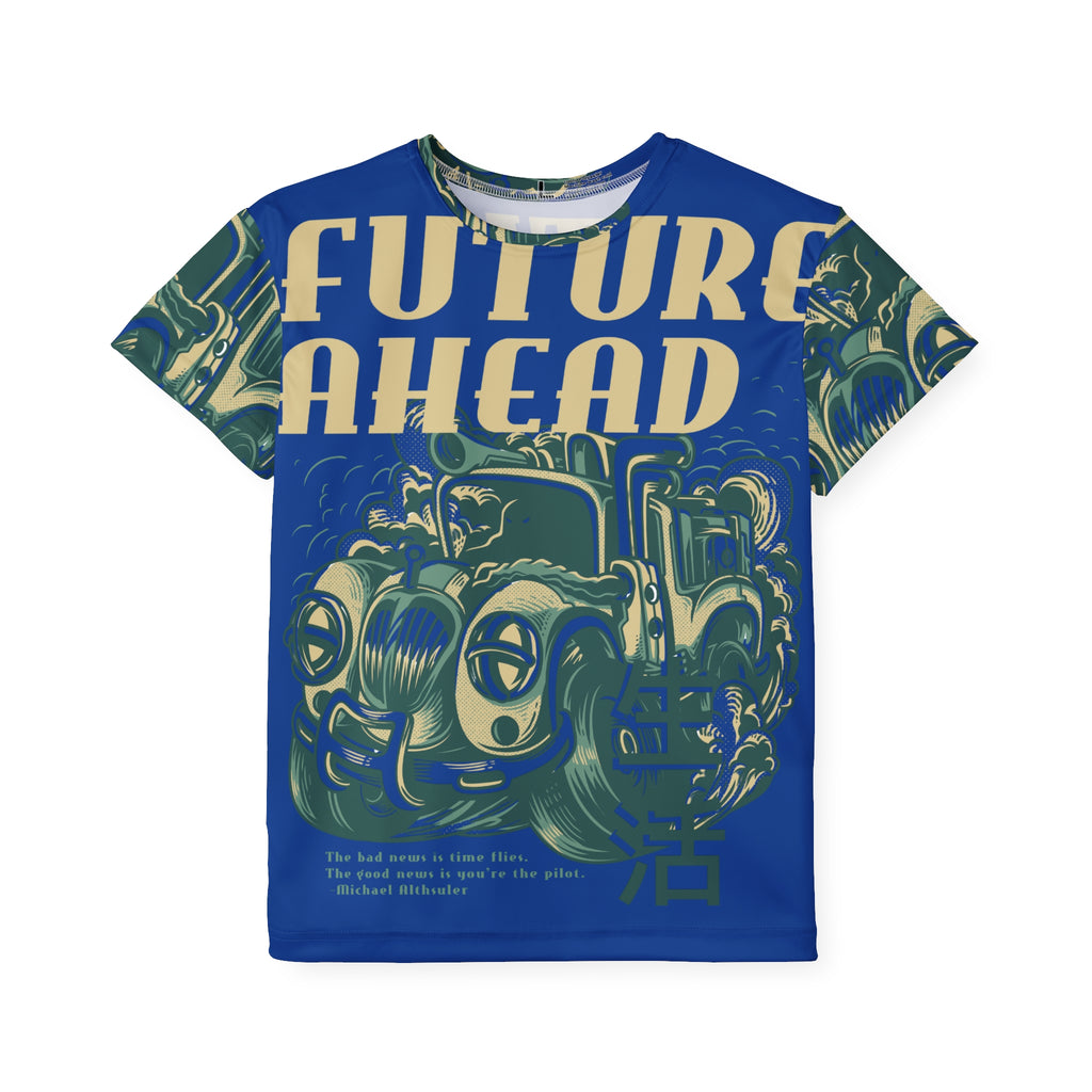 Kids Jersey — "Future Ahead" Vintage Car Graphic All-Over Print
