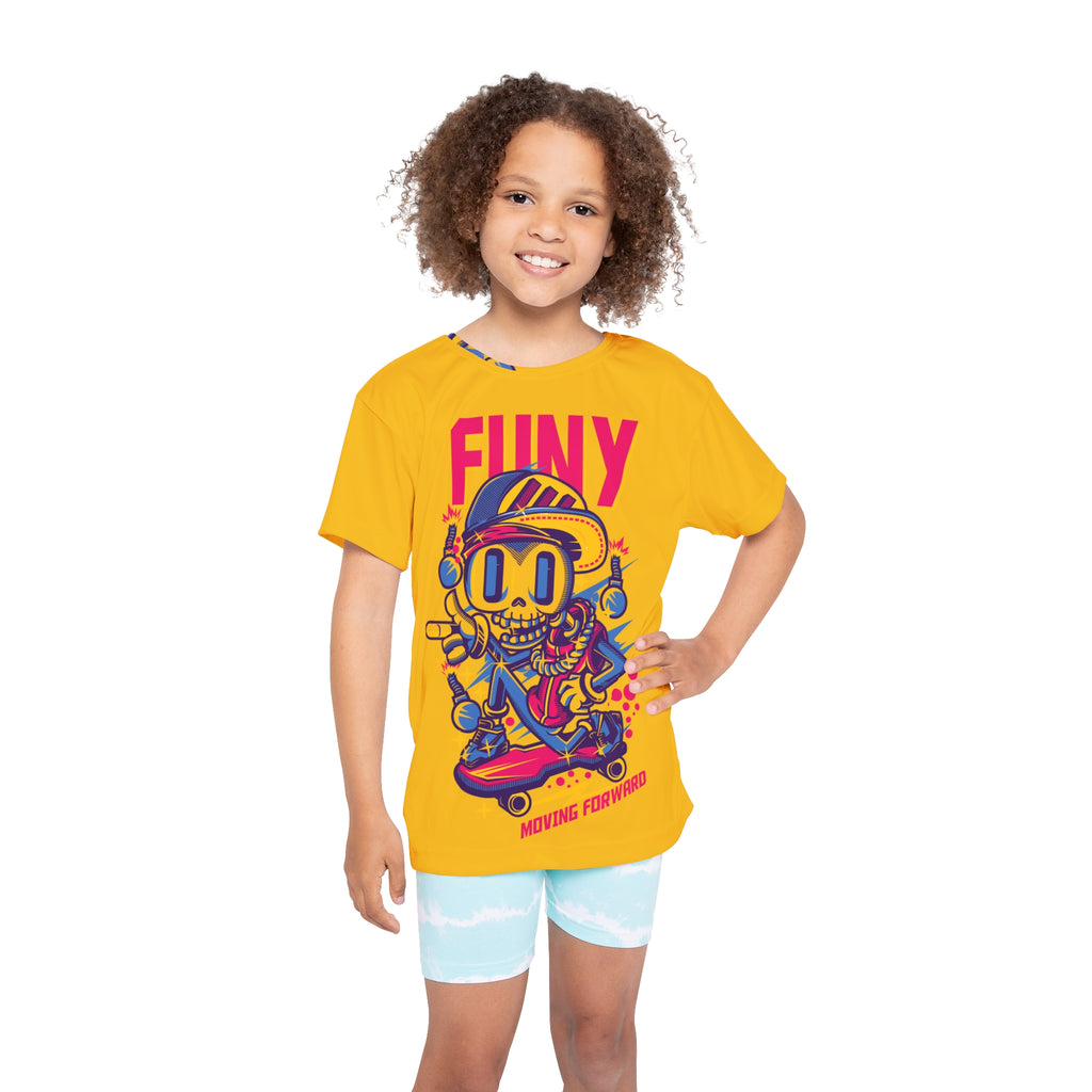 Kids Skateboard Jersey - FUNY Skull Skater "Moving Forward" Graphic Tee