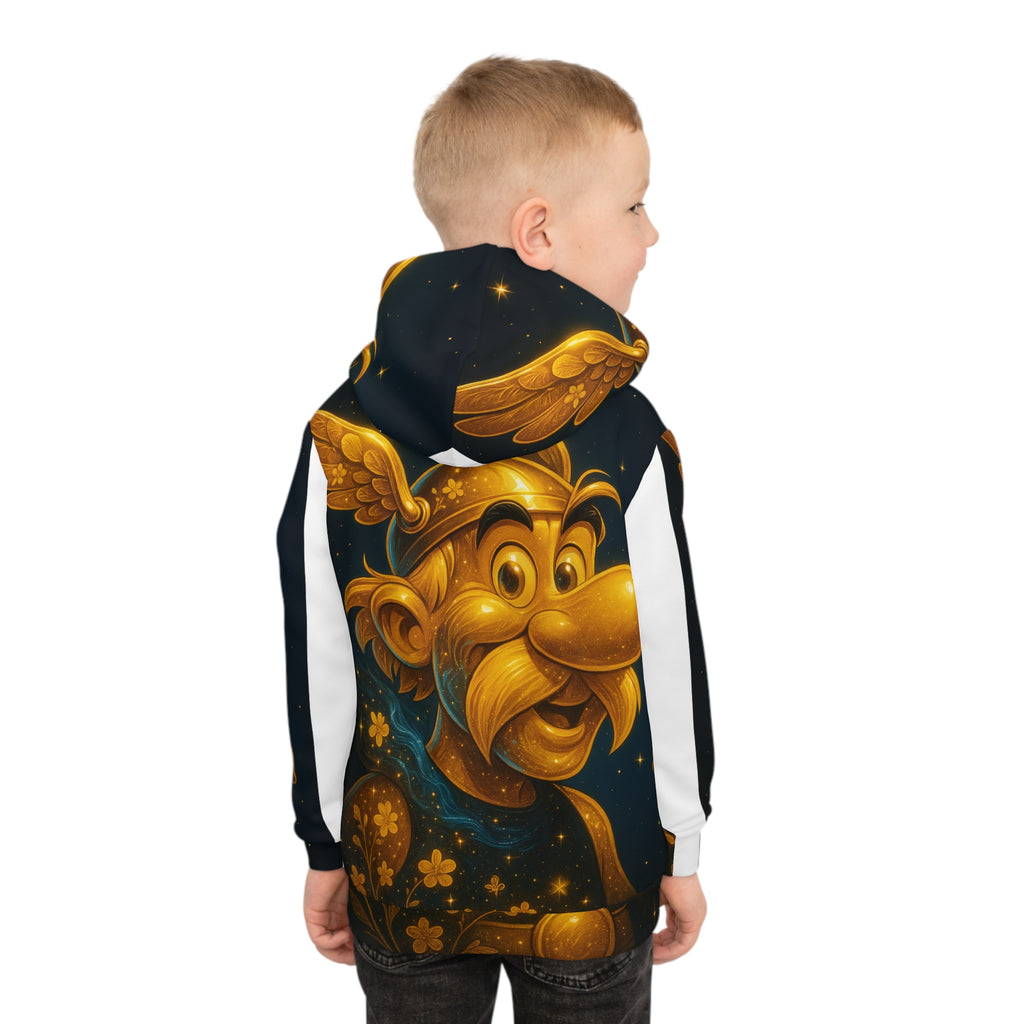 Children's Asterix Hoodie — Golden Comic Character All-Over Print