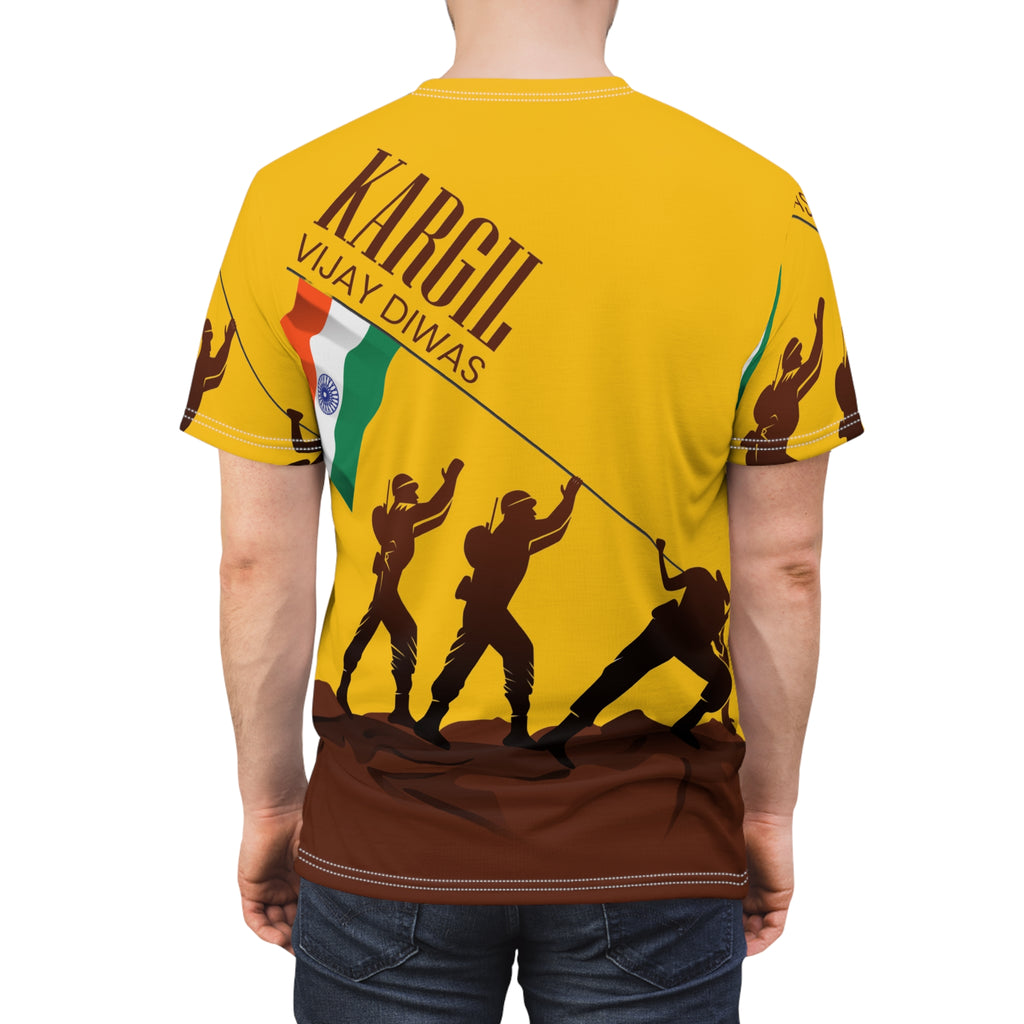 Kargil Vijay Diwas Tribute Tee — Indian Flag Soldiers All-Over Print