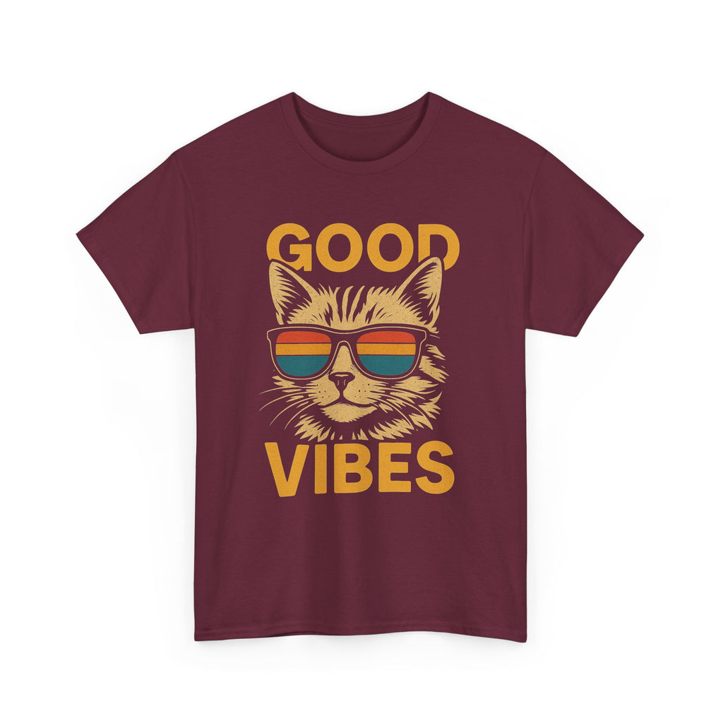 Good Vibes Cat Tee, Unisex Cotton T-Shirt, Summer Casual Top, Gift for Cat Lovers, Fun Pet Shirt, Chill Vibes Outfit