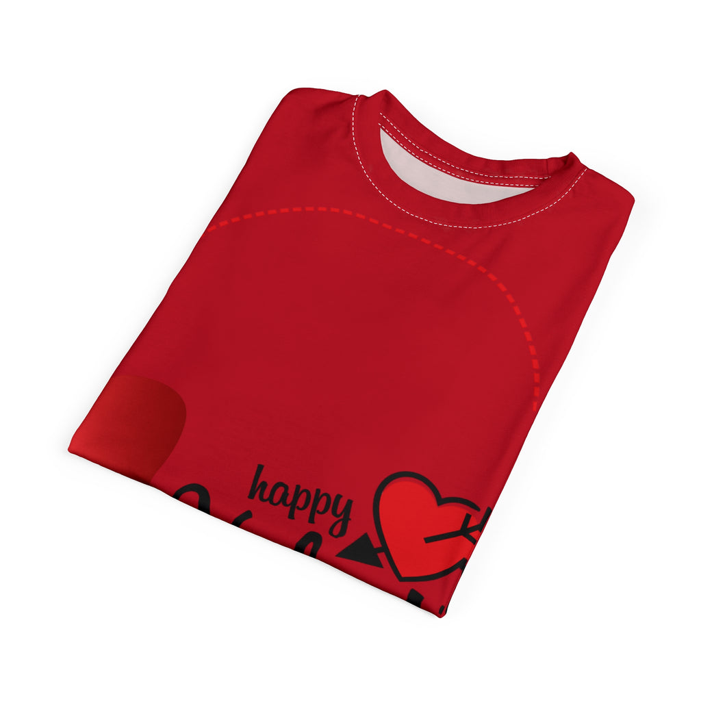 Valentine's Day Red Tee — "Happy Valentine's Day" Heart Balloon Shirt