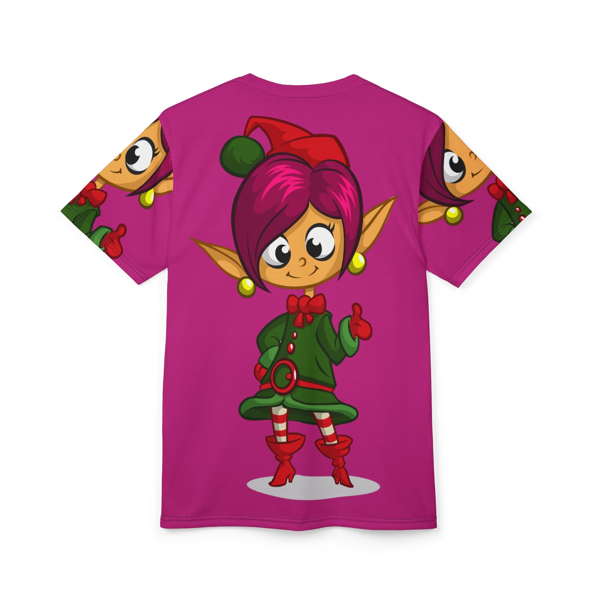 Cute Christmas Elf Tee — Pink Holiday Elf All-Over Print Shirt