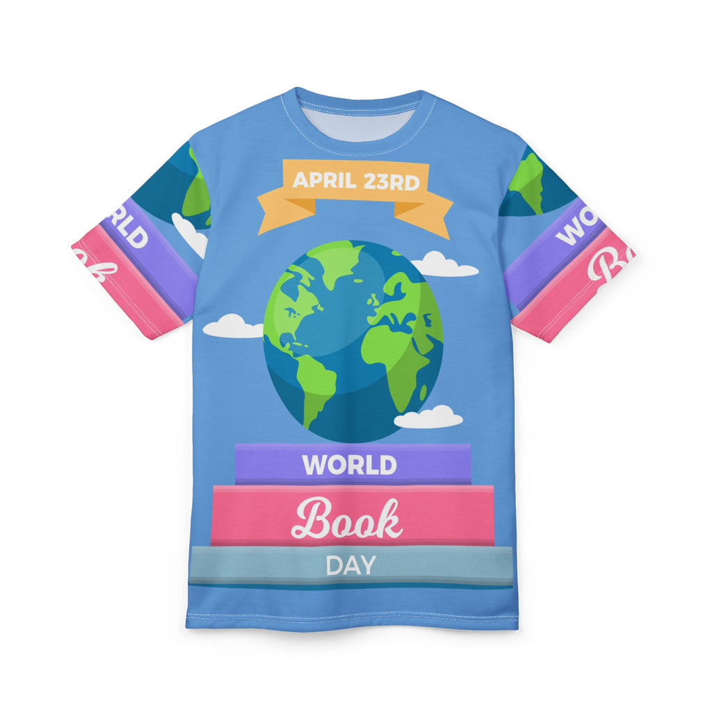 World Book Day Tee — April 23rd Illustrated Globe & Books Shirt