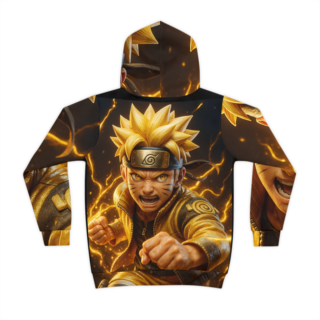Children's Anime Hoodie — Golden Ninja Action All-Over Print