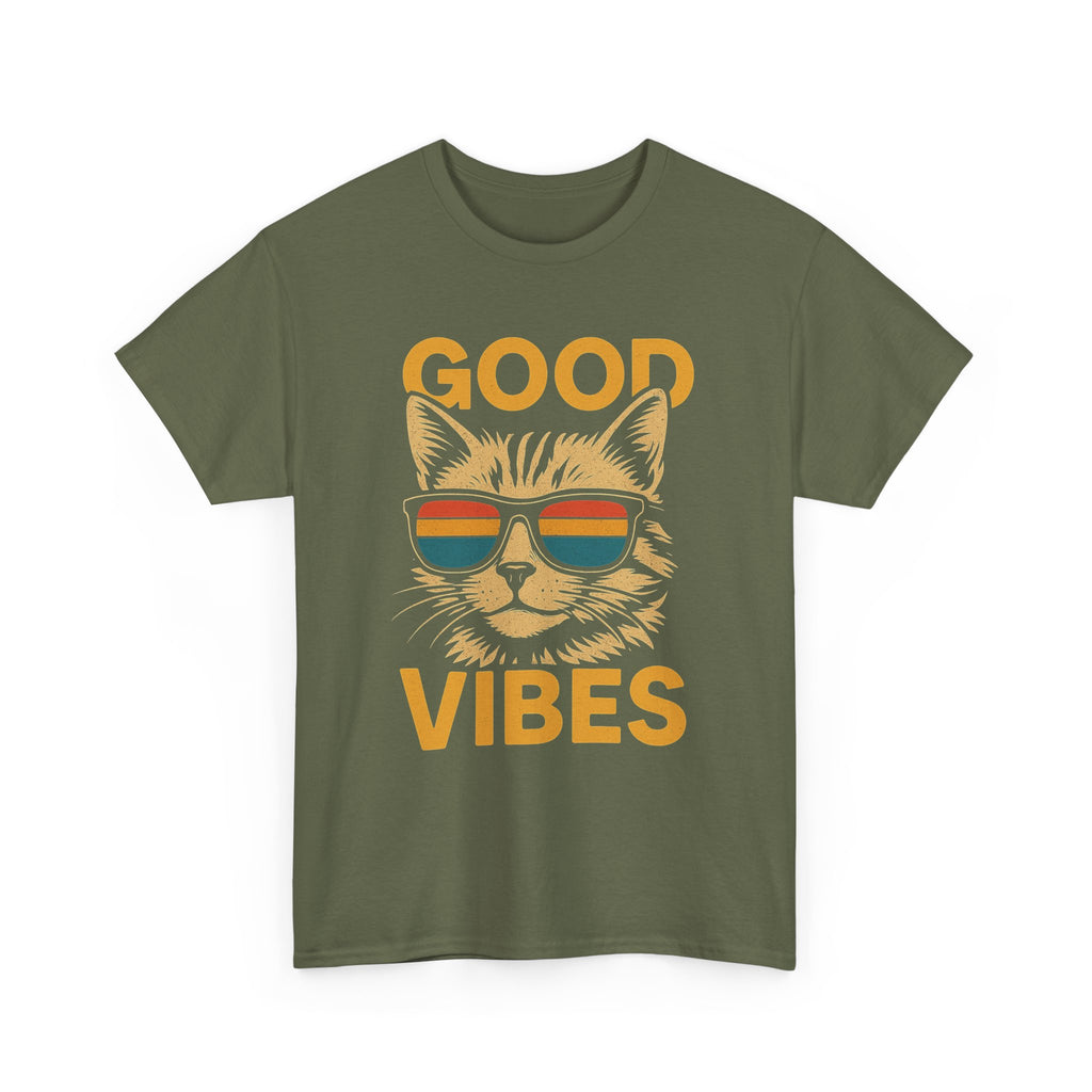 Good Vibes Cat Tee, Unisex Cotton T-Shirt, Summer Casual Top, Gift for Cat Lovers, Fun Pet Shirt, Chill Vibes Outfit