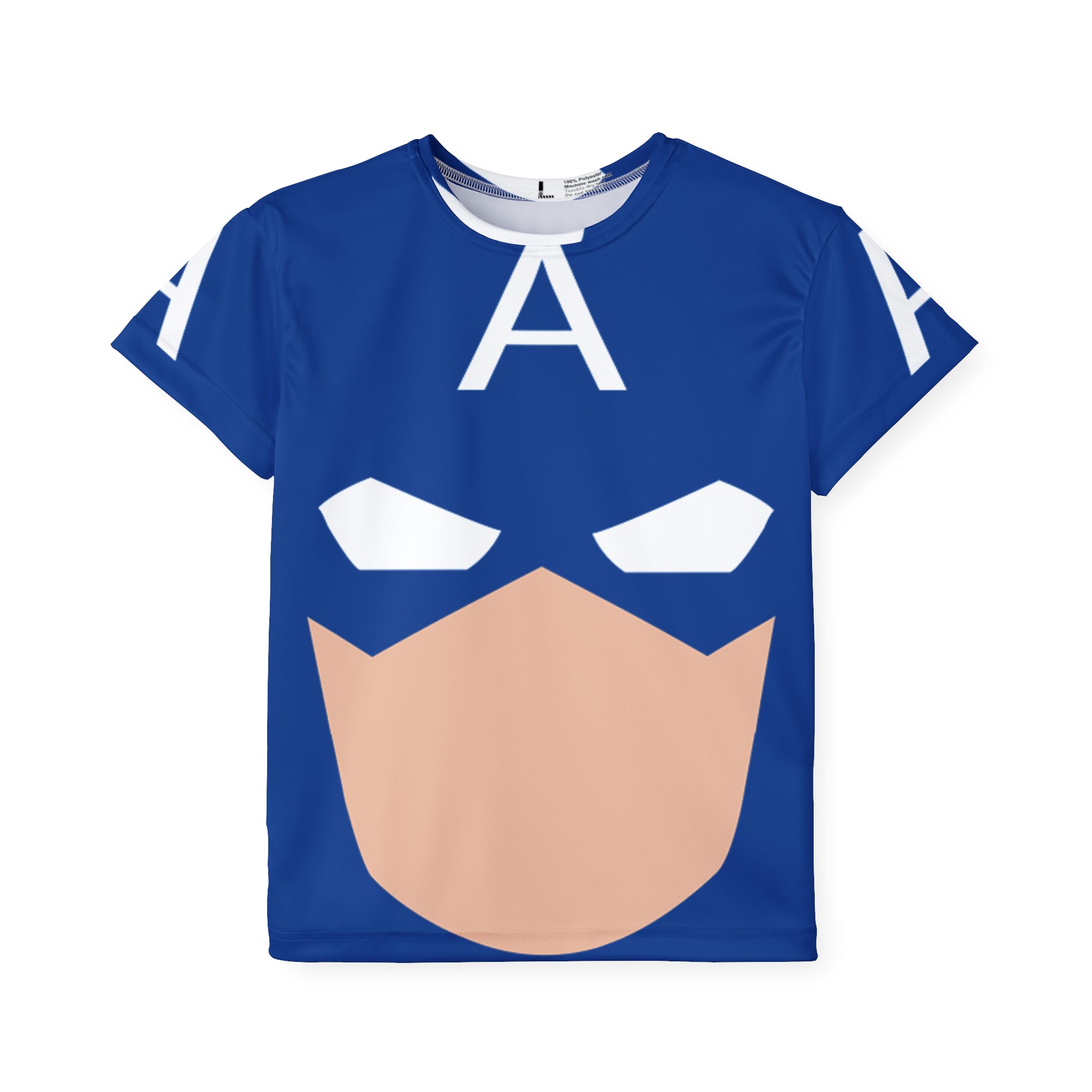 Kids Superhero Jersey – Blue Mask A Front-Print Athletic Tee
