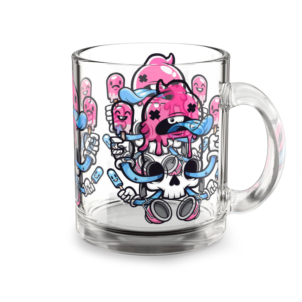 Skull & Popsicle Glass Mug — 10oz Artistic Clear Coffee Cup