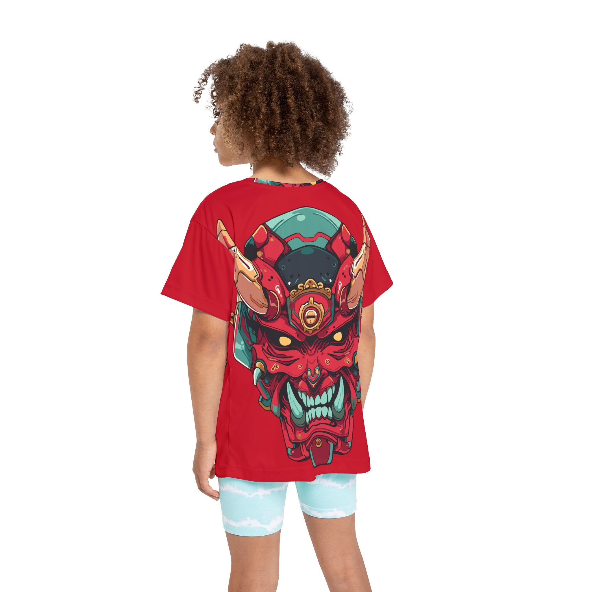 Kids Jersey — Red Oni Demon Samurai Mask All-Over Print