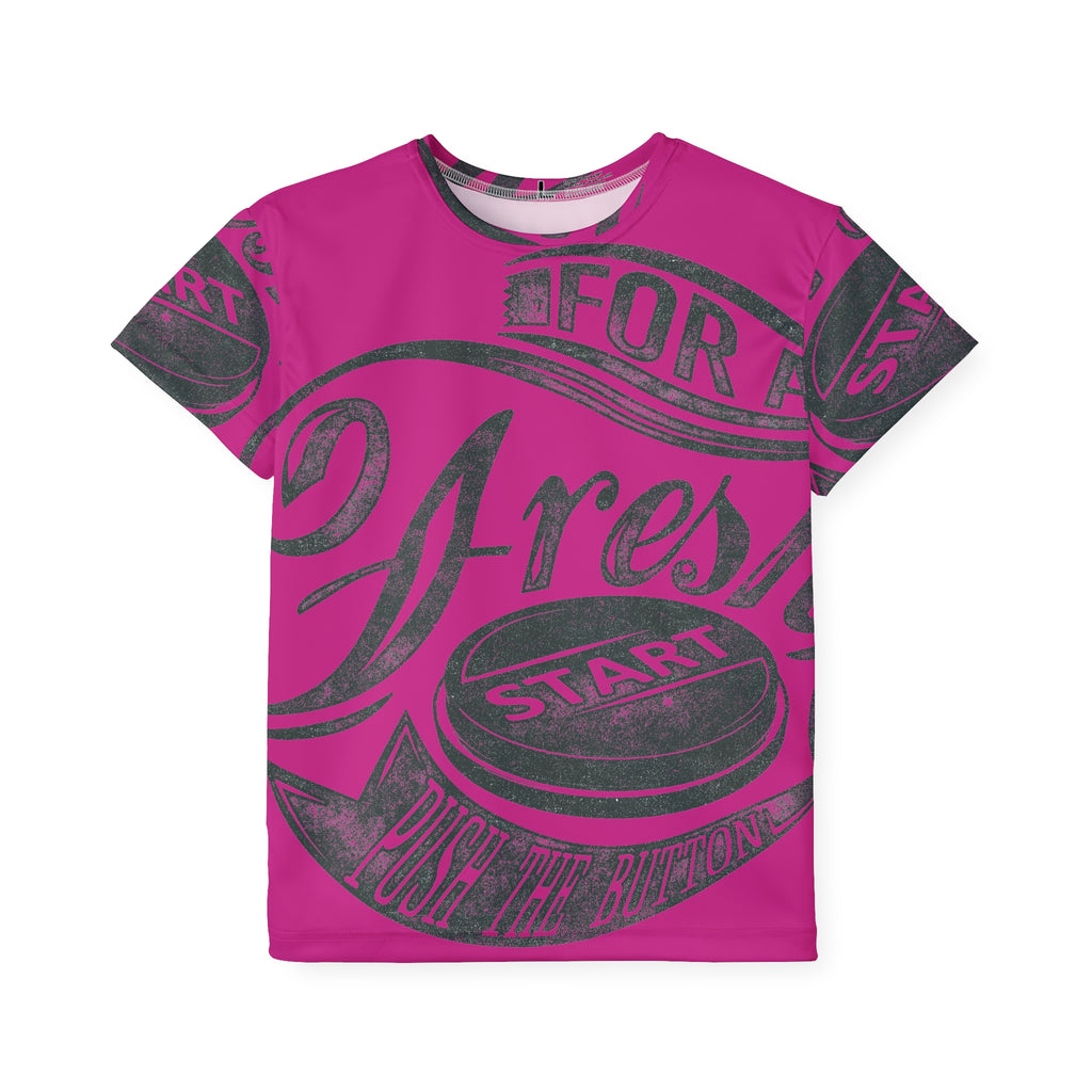 Kids Sports Jersey — Pink 'Press Start' Retro Gaming Graphic