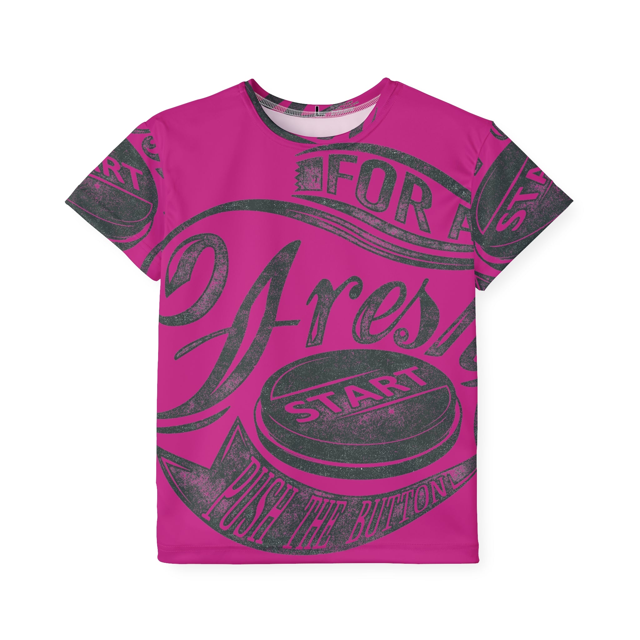 Kids Sports Jersey — Pink 'Press Start' Retro Gaming Graphic