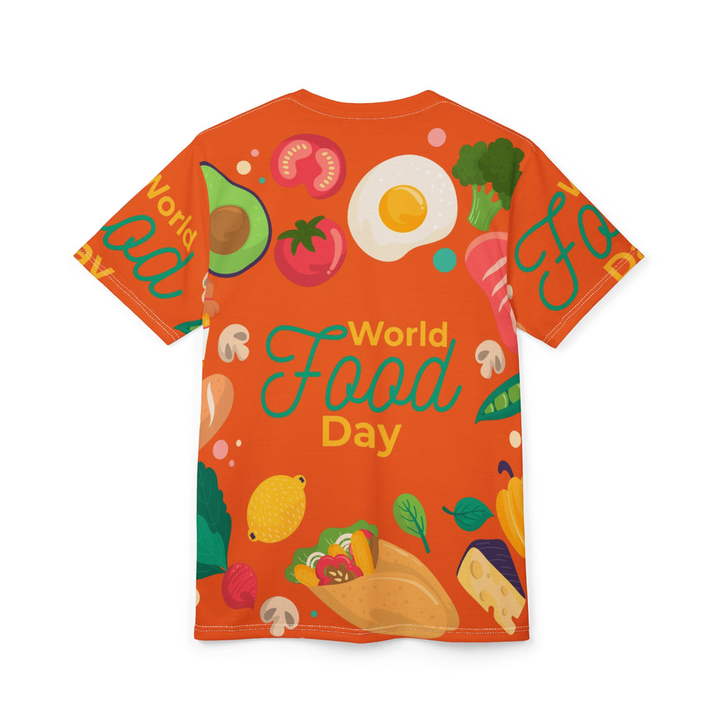 World Food Day All-Over Print Tee — Colorful Food Festival Graphic Shirt
