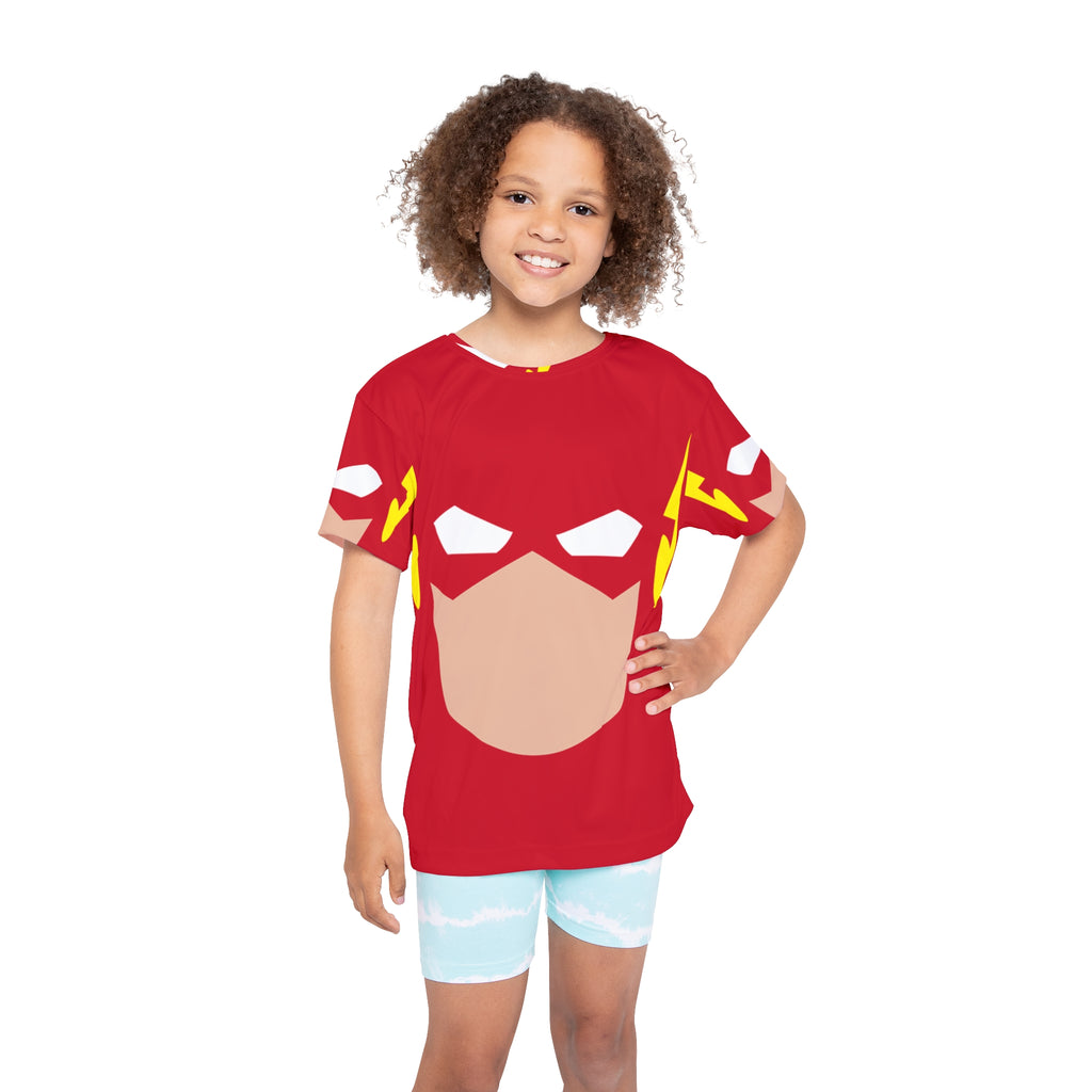 Kids Flash Superhero Jersey – Red All-Over Print Costume Tee