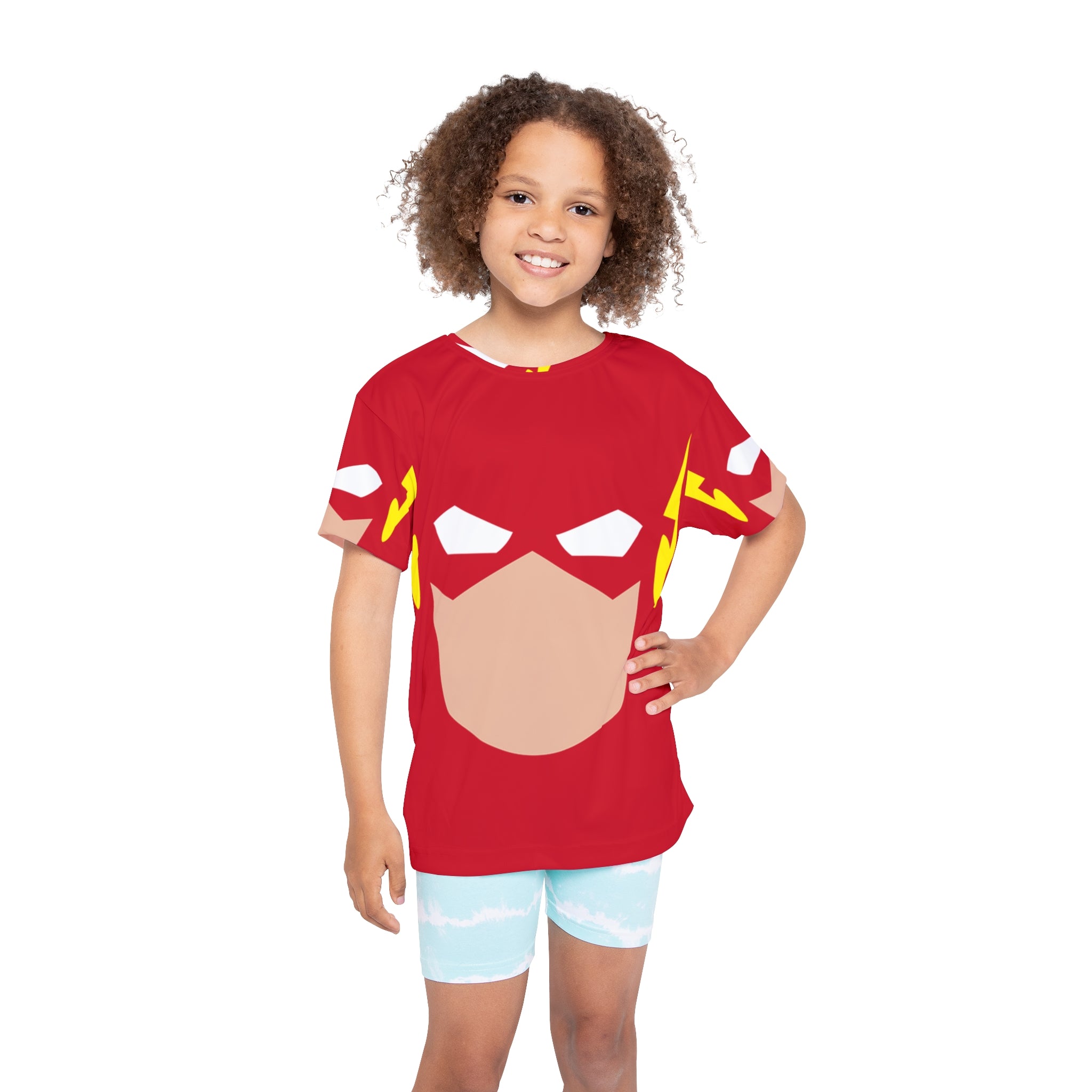 Kids Flash Superhero Jersey – Red All-Over Print Costume Tee