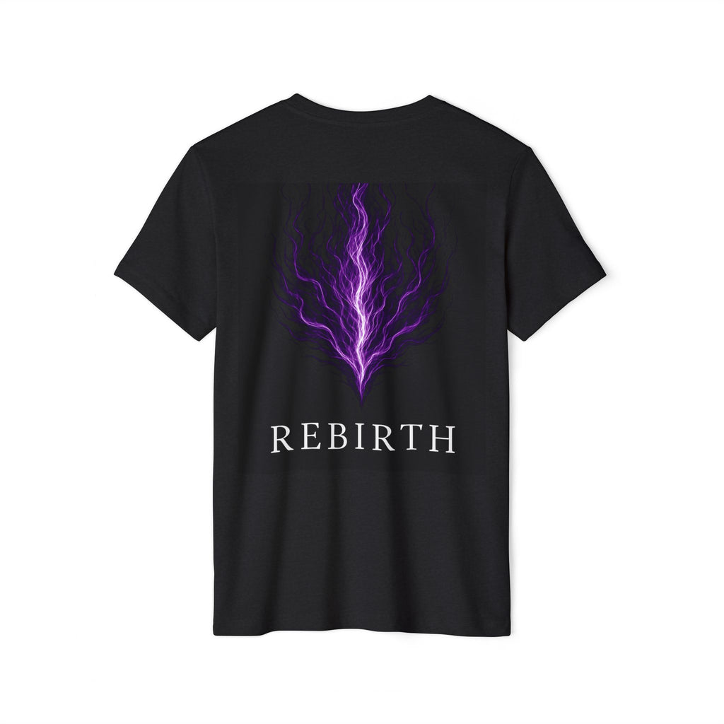 Rebirth Graphic Tee — Purple Flame Spiritual T‑Shirt