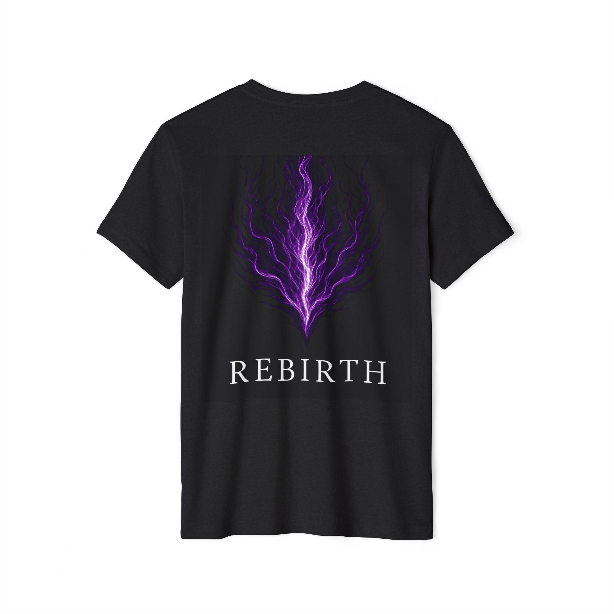 Rebirth Graphic Tee — Purple Flame Spiritual T‑Shirt