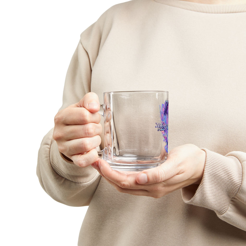 Reset. Restart. Glow. — 10oz Glass Mug with Neon Space Astronaut Design