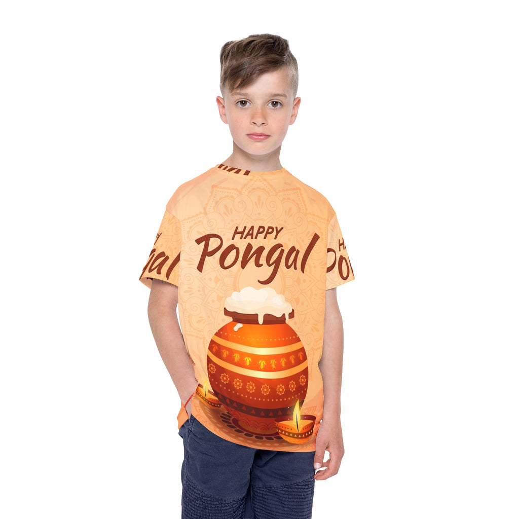 Happy Pongal Kids Jersey – Festive Rice Pot & Diyas All-Over Print