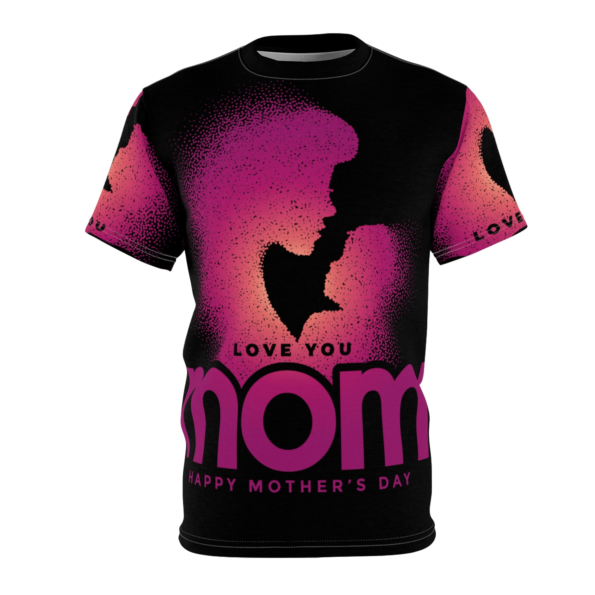 Mother's Day Tee — "Love You Mom" Graphic All-Over Print Shirt