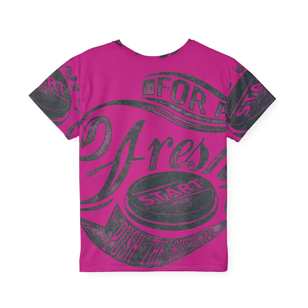 Kids Sports Jersey — Pink 'Press Start' Retro Gaming Graphic
