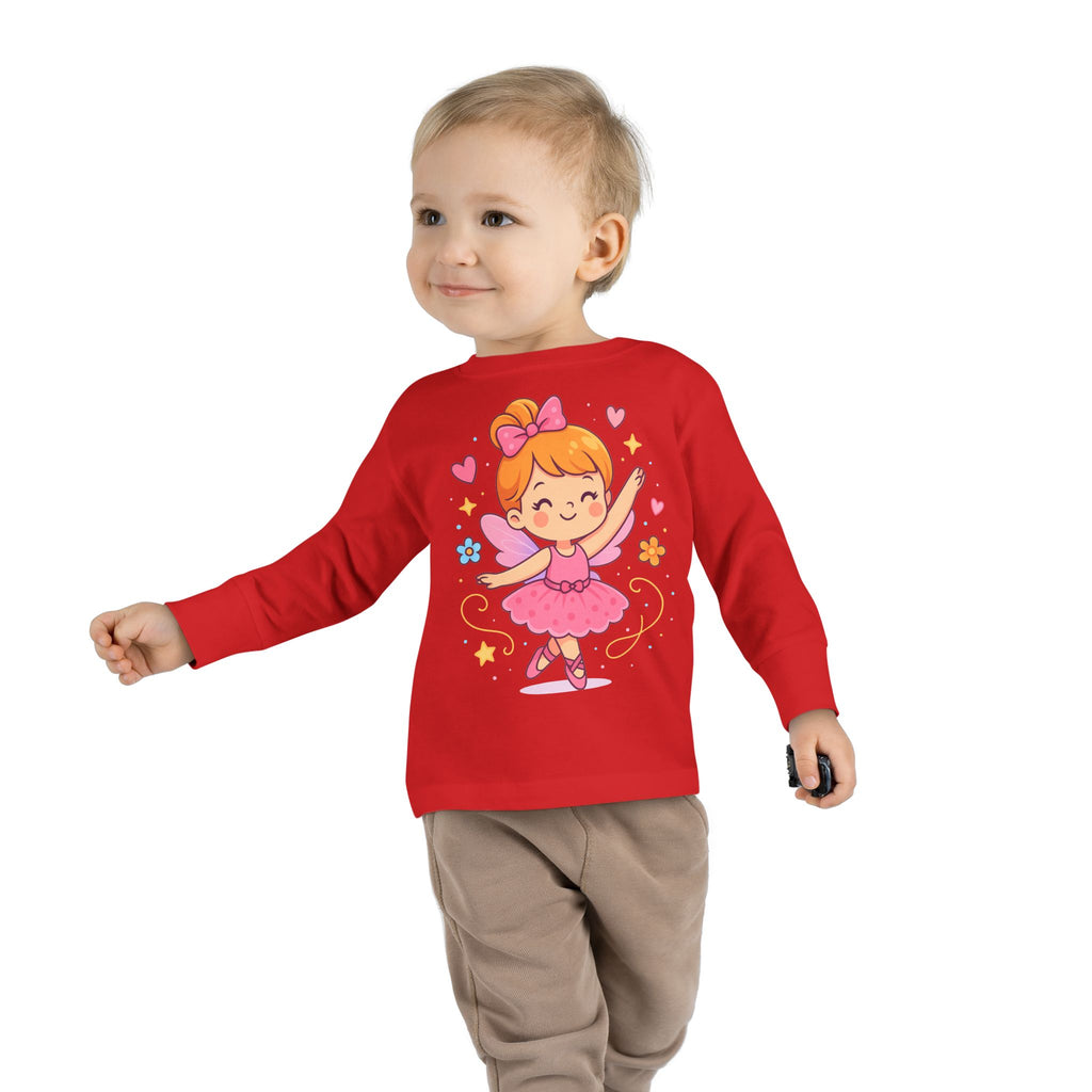 Cute Ballerina Toddler Long Sleeve Tee, Kids Dance Shirt, Toddler Gift, Ballet Costume Tee, Toddler Apparel for Birthdays, Dance Class