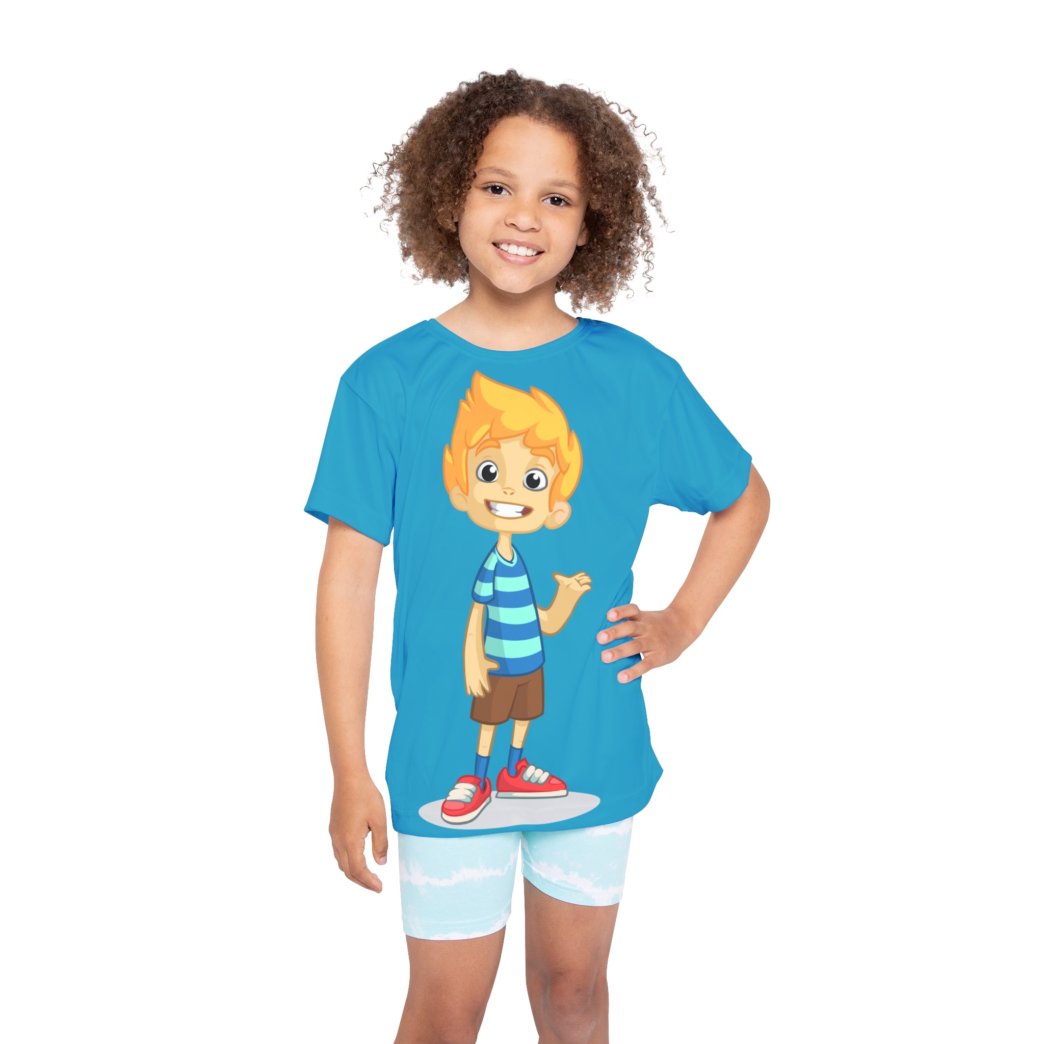 Kids Jersey — Cheerful Cartoon Boy All-Over Print Sports Tee