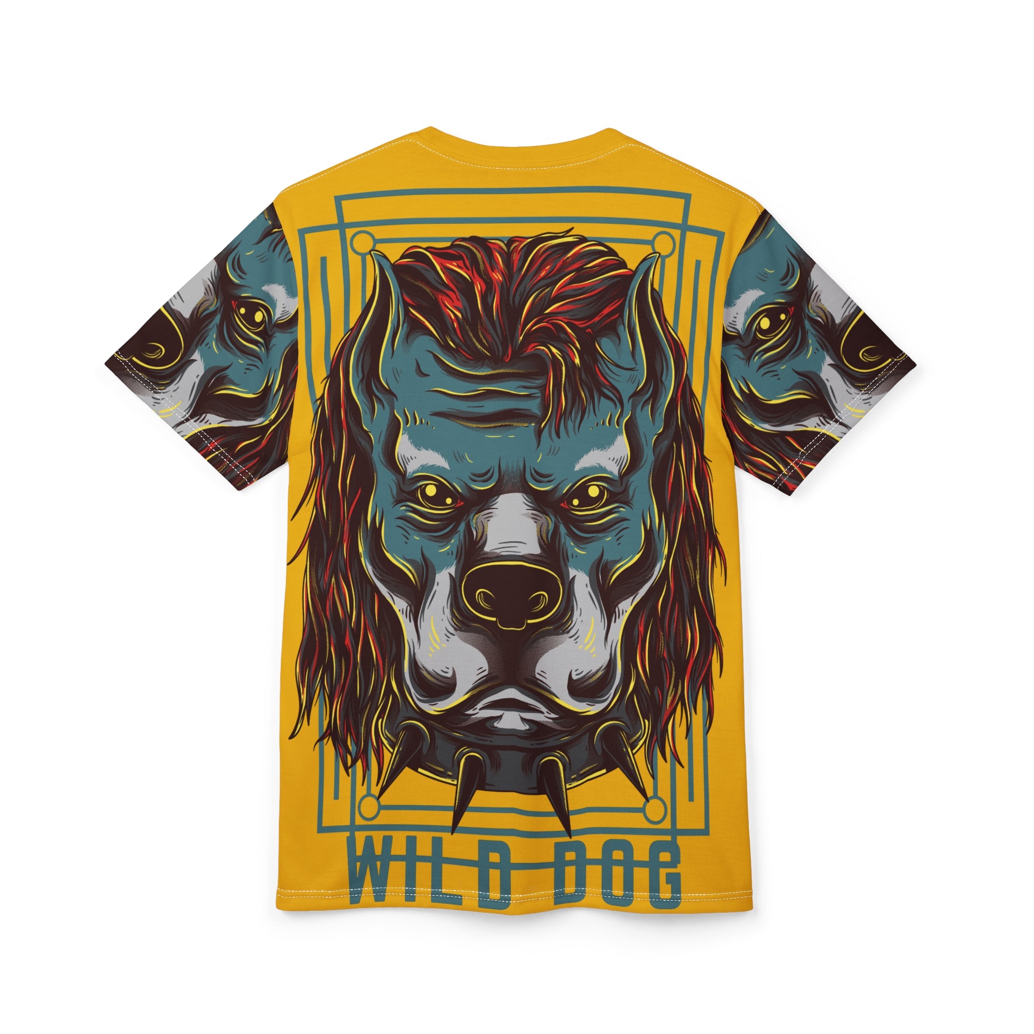 Wild Dog Graphic Tee — Bold All-Over Print Pitbull Design