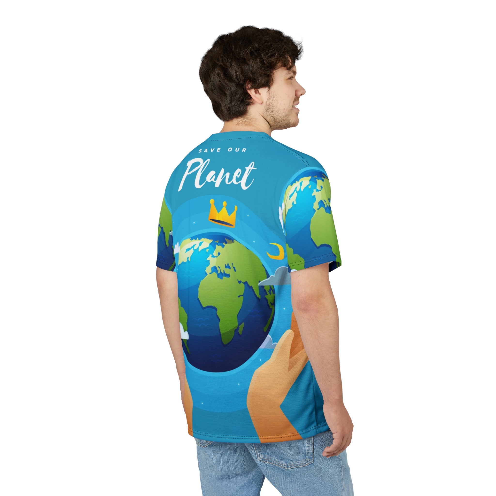 Planet Crown Graphic Tee – Earth Lover All-Over Print Shirt