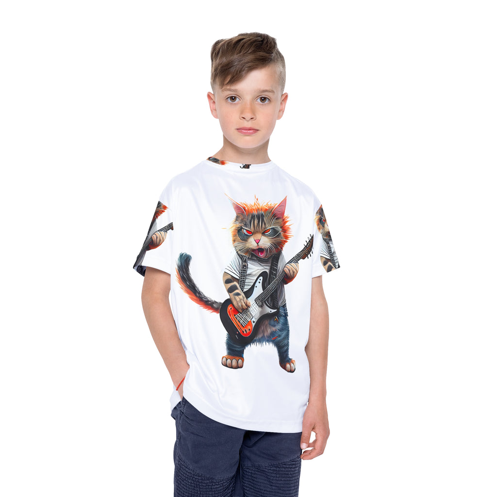 Kids Jersey — Rock Star Cat Graphic All-Over Print