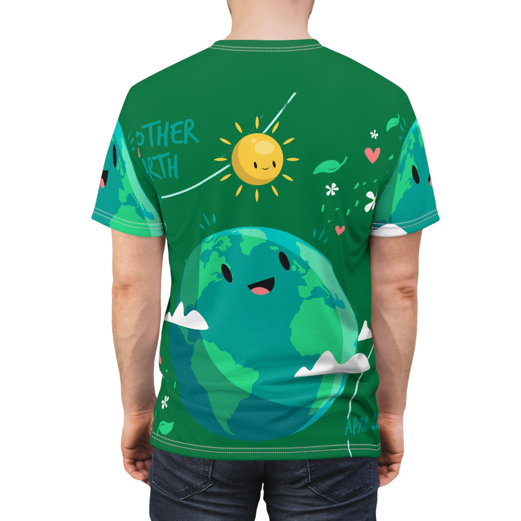 Earth Day Cute Planet T‑Shirt — Smiling Globe All‑Over Print Tee